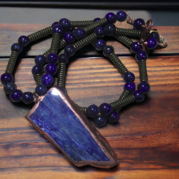 NEW Handmade Blue Kyanite Gemstone Necklace Lapis Lazuli Stone. One of a Kind! - Picture 4 of 8